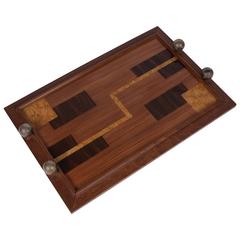 Geometric Parquetry Wooden Tray, French, 1930s