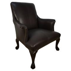 Antique English Leather Library Chair 9