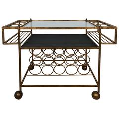 Vintage 1970s Gilt Acid Washed Bar Cart