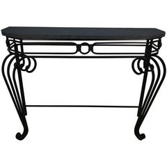 French Modern Wrought Iron and Stone Console 9