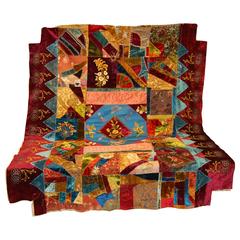 Soie Crazy Quilt daté de 1888:: américain