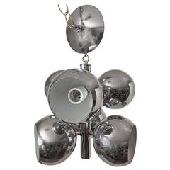 Mid-Century Modern Chrome Six-Ball Hanging Light Fixture