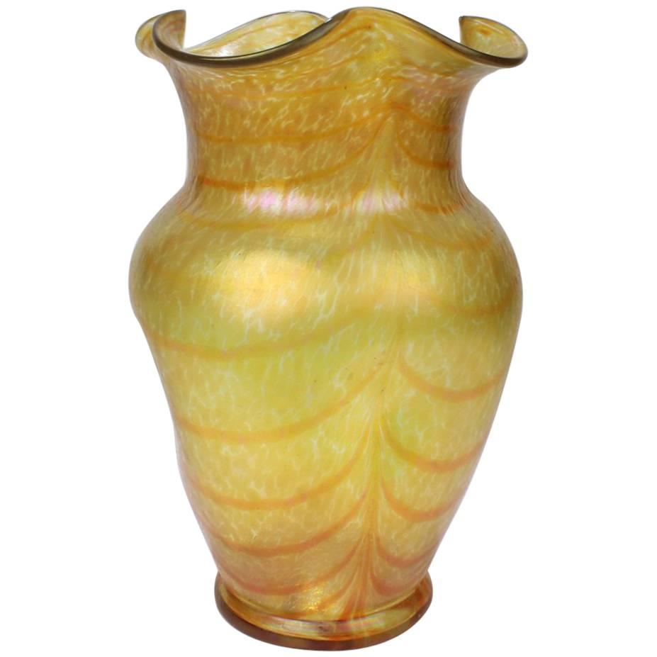 Loetz Type Art Glass Changeant ‘Silberband’ Vase by Otto Thamm for Fritz Heckert