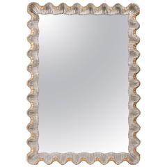 Italian Gold and Silver Scalloped Wood Mirror