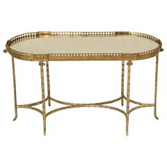 French Bronze Bamboo Style Coffee Table Attributed to Bagues 4
