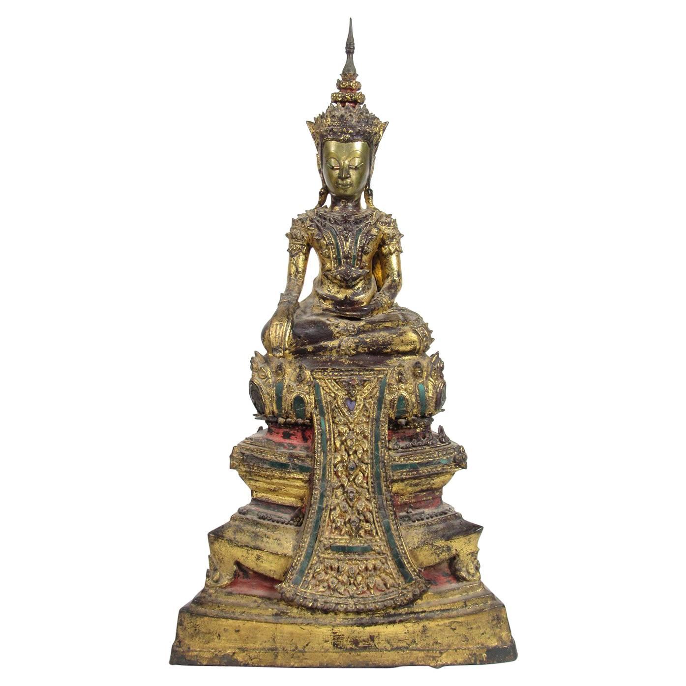 19th Century Royal Thai Gilt Bronze Statue Buddha