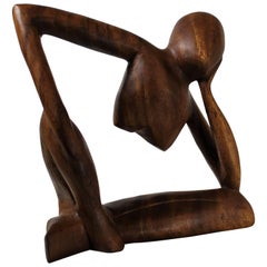 Mid-Century Modern Teak Figurative Sculpture