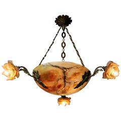 French Bronze and Alabaster Chandelier 7