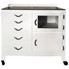 Restored 1940s Rolling Medical Cabinet, Gloss White