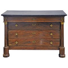 19th Century Empire Style Commode with Marble Top