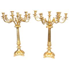 Pair Gilt Classic Candelabras Paul Storr Style