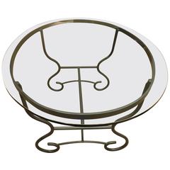 Art Nouveau French Iron and Glass Dining Table, circa 1930s