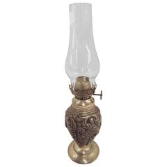 Sterling Silver Miniature 19th Century Oil Lamp with Metal Base 7