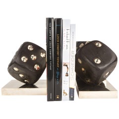 Vintage Pair of Rosewood and Inlaid Nickel "High Roller" Bookends