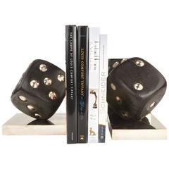 Pair of Rosewood and Inlaid Nickel "High Roller" Bookends 6