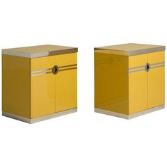 Pair of Pierre Cardin Two-Door Lacquered Side Cabinets, 1970s