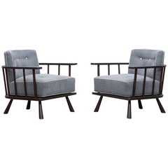 Pair of T.H. Robsjohn-Gibbings Lounge Chairs 'B', * NEW UPHOLSTERY *