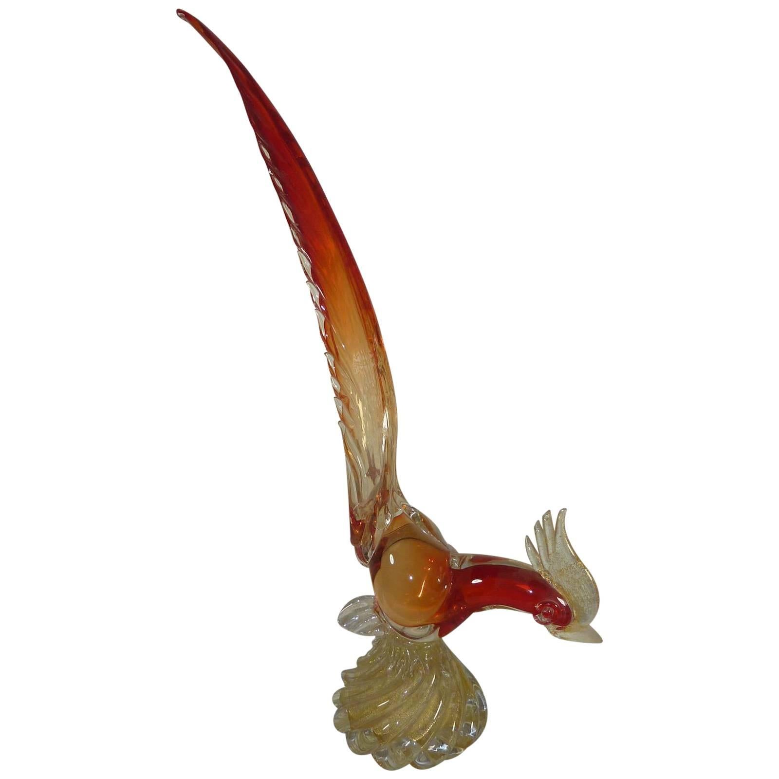 Vintage Mid-Century Murano Glass Bird For Sale