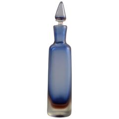 Mid-20 Century Murano Engraved and Overline Colored Bottle by Paolo Venini
