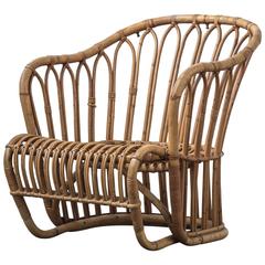 Rare Tove Kindt-Larsen Bamboo Rattan Easy Chair