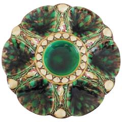 19th Majolica Malachite Oyster Plate Minton