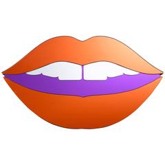 Orange Lip Mirror by Bride & Wolfe in Perspex with Wood Backing 1