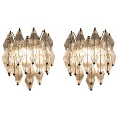 Pair of Wall Sconces, Polyhedral Glass