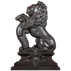 Antique Early 20th Century Cast Iron Lion Door Stop