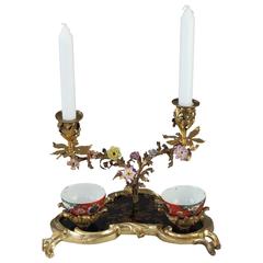 19th Century Inkwell and Candlestick in Louis XV Style