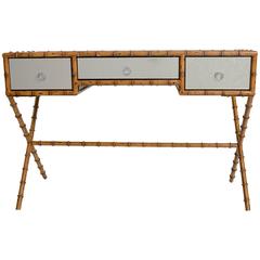 Faux Bamboo and Mirrored Dressing Table