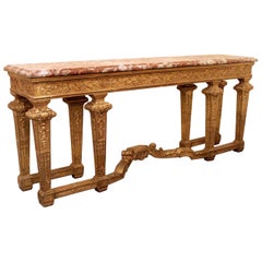 Very Finely Carved Late 19th Century Giltwood Eight Legged Console