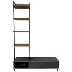 PW Outside in Wall Unit by Patrick Weder in Walnut, Concrete, Pewter Finish 6