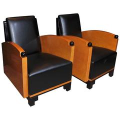 Pair of Art Deco Style Club Chairs Armchairs Biedermeier Sofa