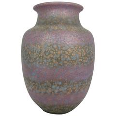 Early Contemporary Tall Handcrafted Hand Glazed Blue and Gold Lavender Vase