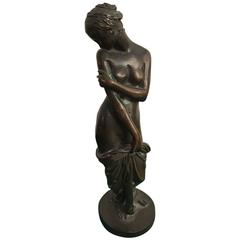 Antique Bronze Sculpture of Standing Nude Female