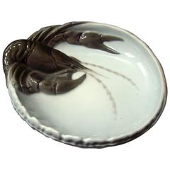 Elegant Antique Hand-Painted Relief Lobster Bowl 60 Years Old Mint