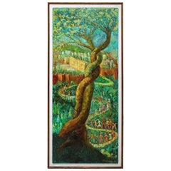 Large Post Expressionist Oil Painting "Oh Jerusalem" by Chaim Goldberg