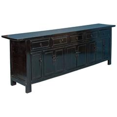 Antique 19th Century Chinese Black Lacquered Sideboard Buffet