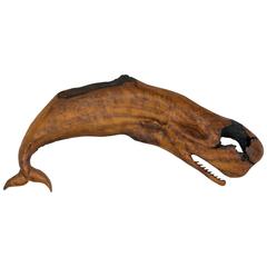 Carved Sperm Whale from Reclaimed Burled Redwood