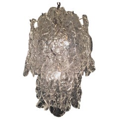 Mazzega Clear Textured Glass Chandelier