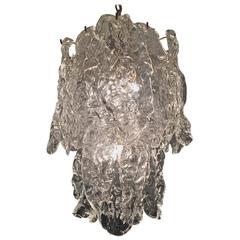 Mazzega Clear Textured Glass Chandelier 12