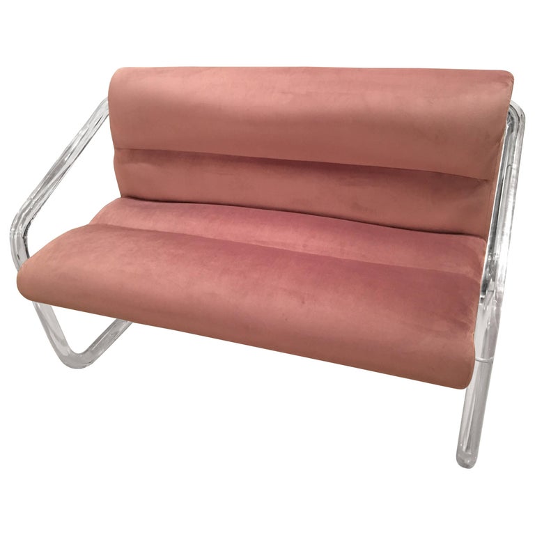 Lion In Frost Newly Upholstered Lavender Velvet Lucite And