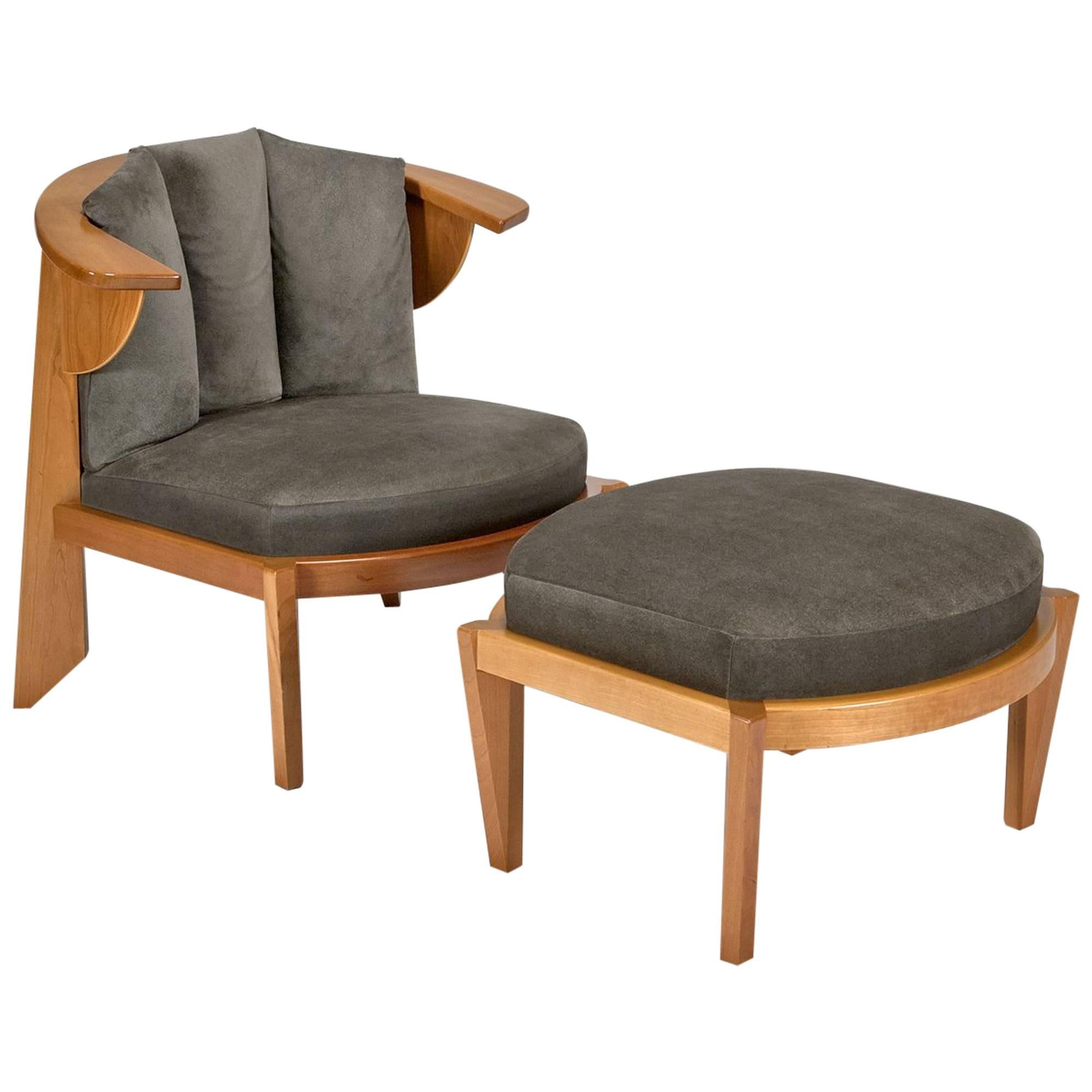 Friedman Chair and Ottoman Set by Frank Lloyd Wright by Cassina