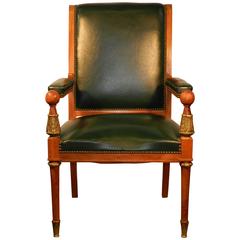 Grand fauteuil de bureau néoclassique, datant d'environ 1950