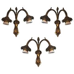 Trio of French Gilt Bronze Wall Lights