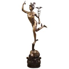 Vintage Huge Bronze Statue of Mercury/Hermes after Giambologna
