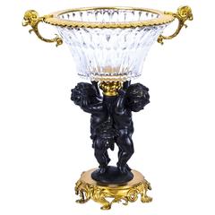 Stunning Cut-Glass and Bronze Ormolu Cherub Centrepiece