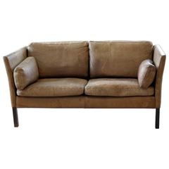 Beautiful Two-Seat Tan Leather Sofa Model MH2225 by Mogens Hansen