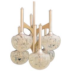 Italian Glass Globe and Chrome Chandelier by Sciolari, 1970s 6