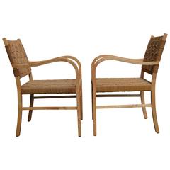 Pair of Scandinavian Modern Woven Armchairs